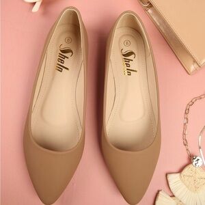 SHEIN Women's Beige Pointed Flats